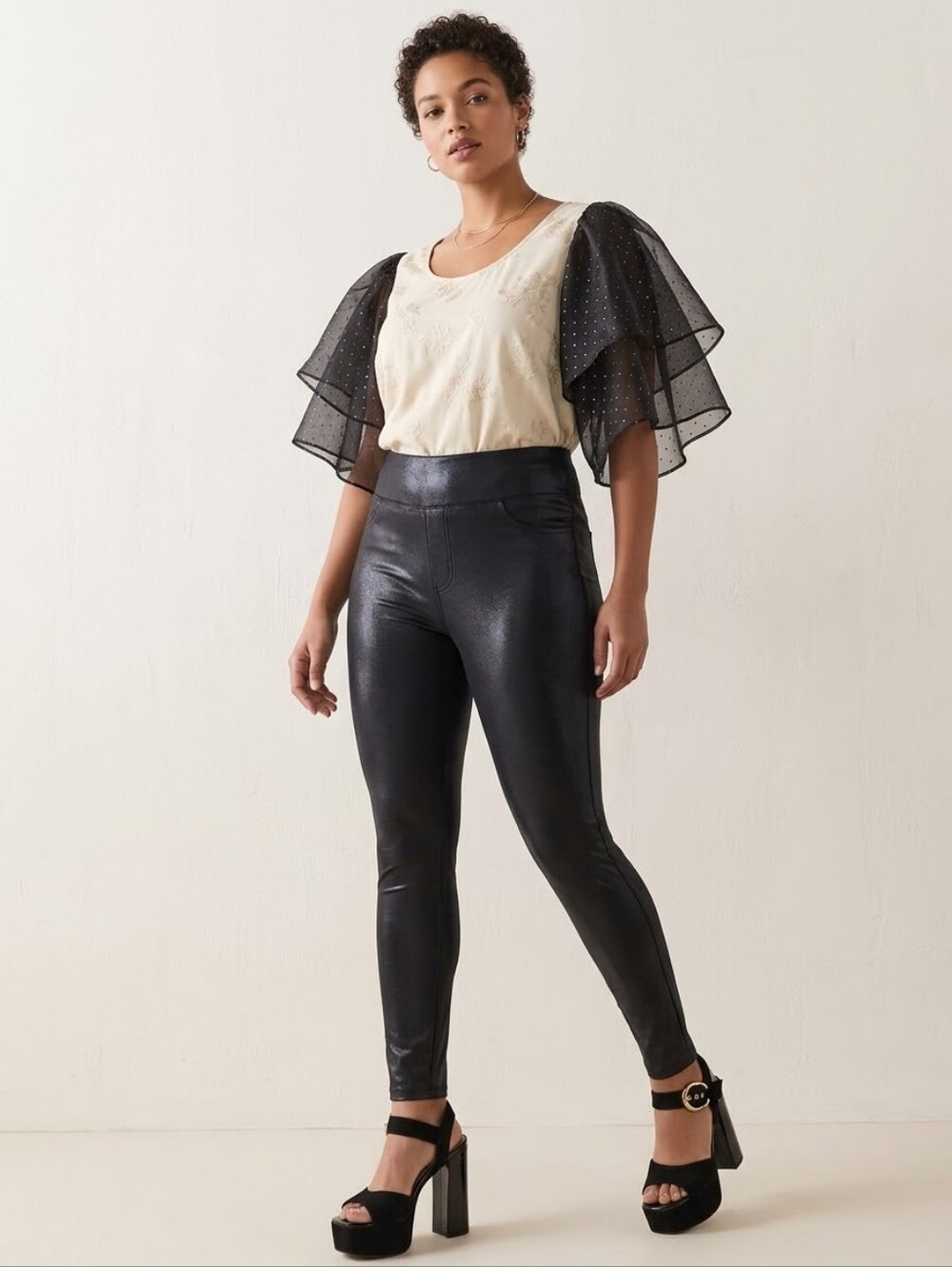 Halara Black Shimmery High-Waist Leggings